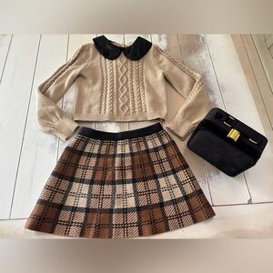 Happily Gray kids plaid skirt set